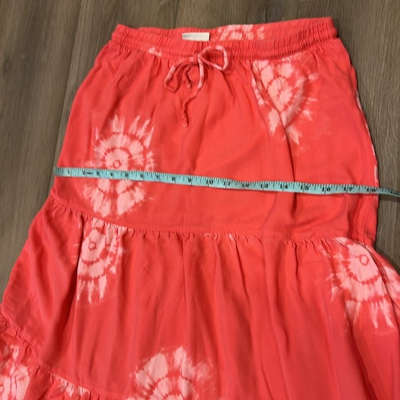 Knox Rose Boho Skirt Pink Design Size Small Elastic Waistline w/Tie Tiered - Picture 8 of 12